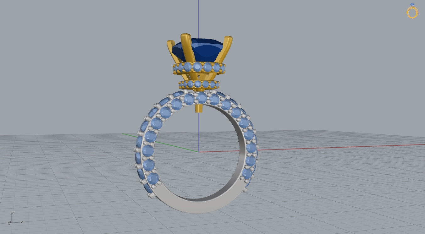 Ring with Cushion Stone 3D print model_12