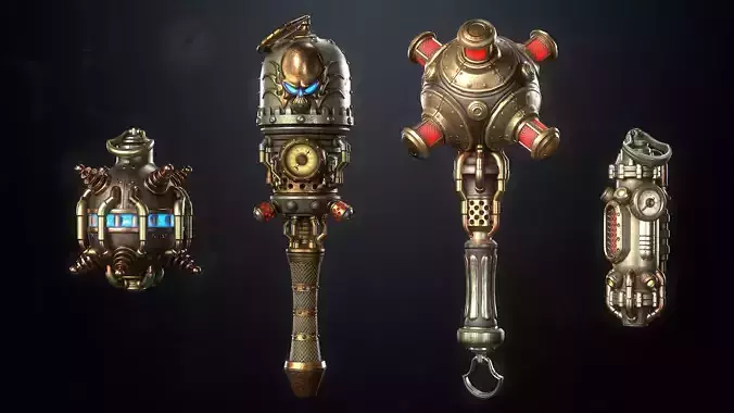 The SteamPunk Grenades Pack Low-poly 3D model
