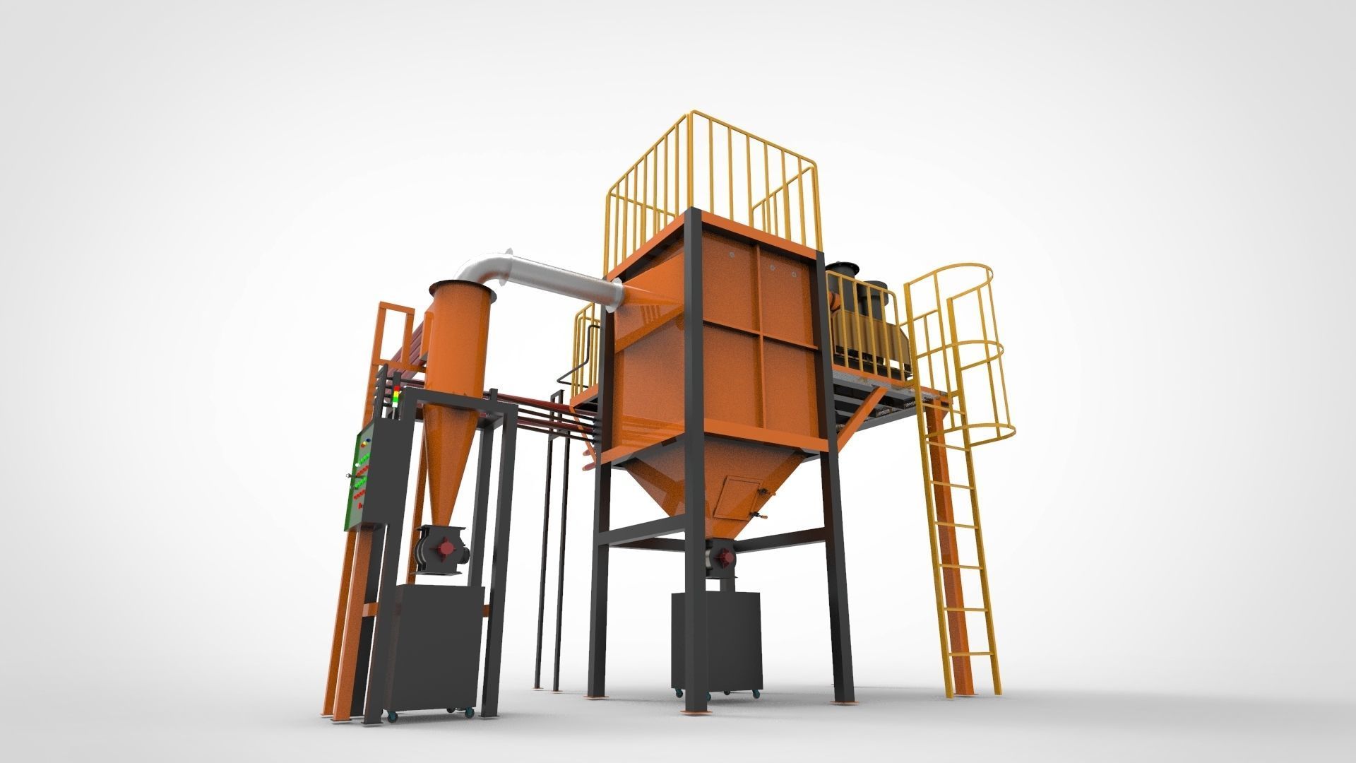 Industrial dust collecting system 3D model_1