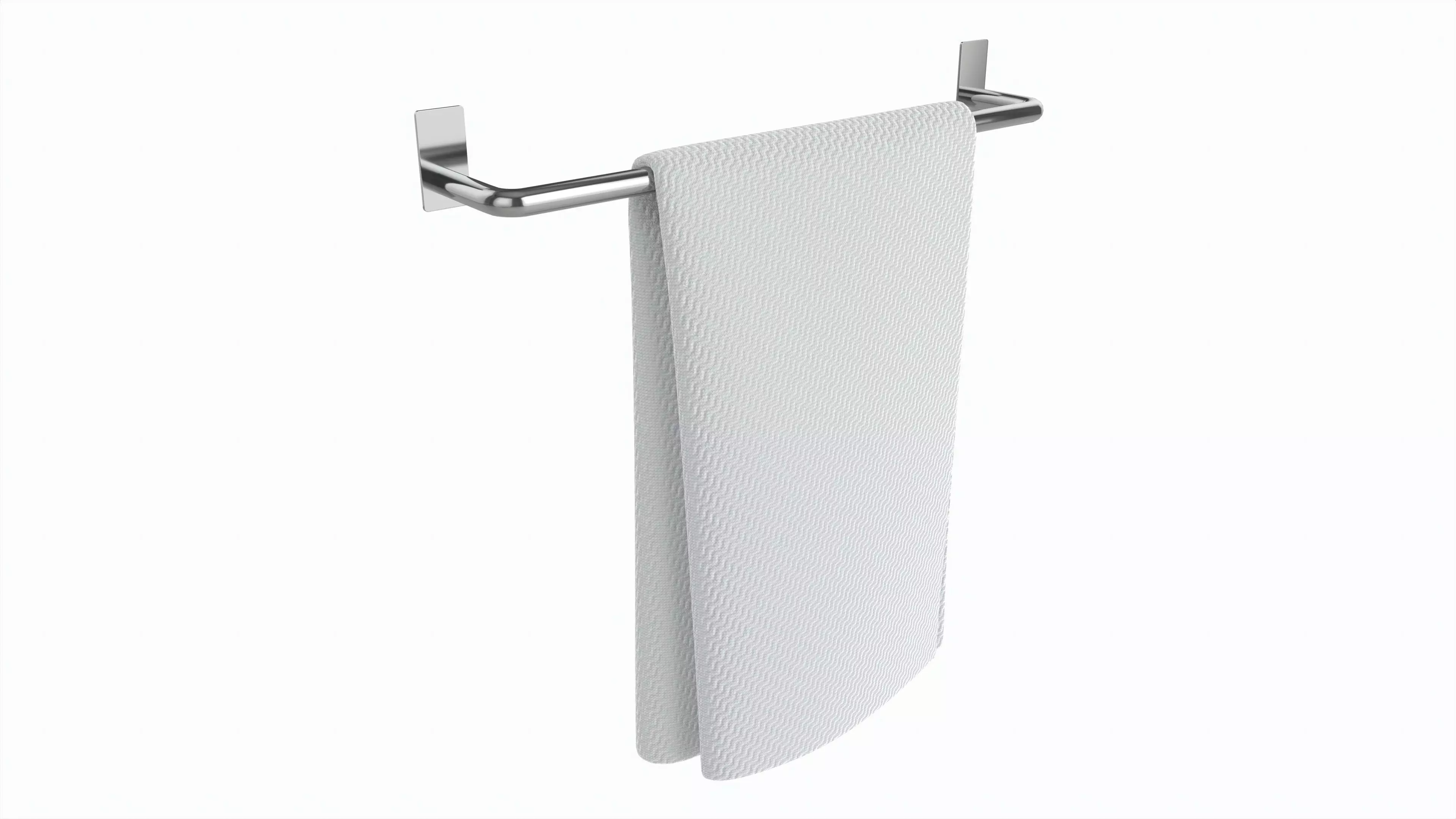Metal Towel Rail with folded Towel 01 3D model_0