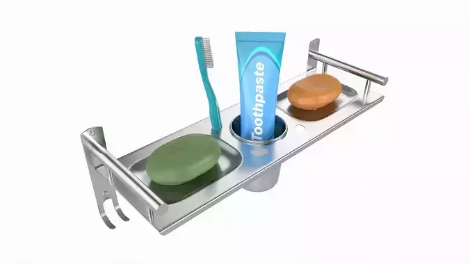 Bathroom Metal Soap Toothbrush Towel Shelf 3D model