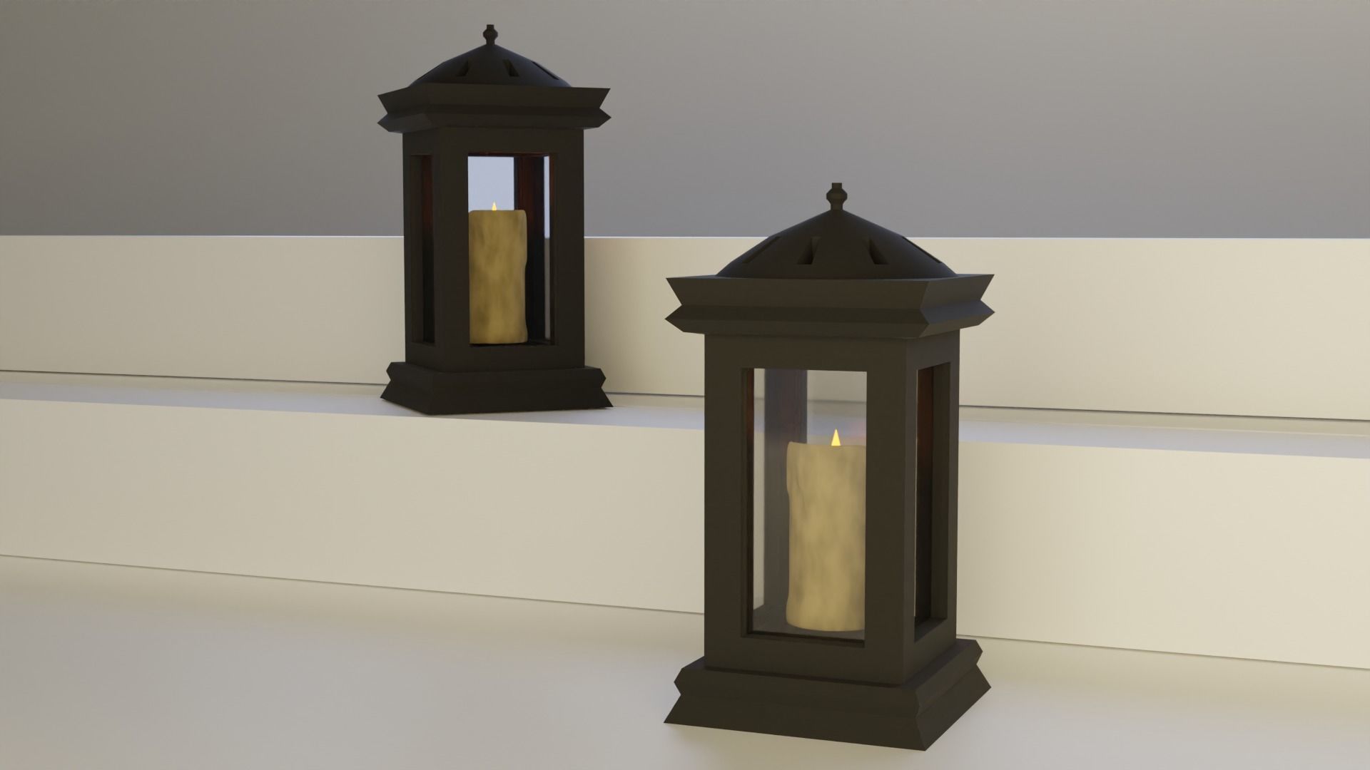 Gothic Candle lamp Free low-poly 3D model_4