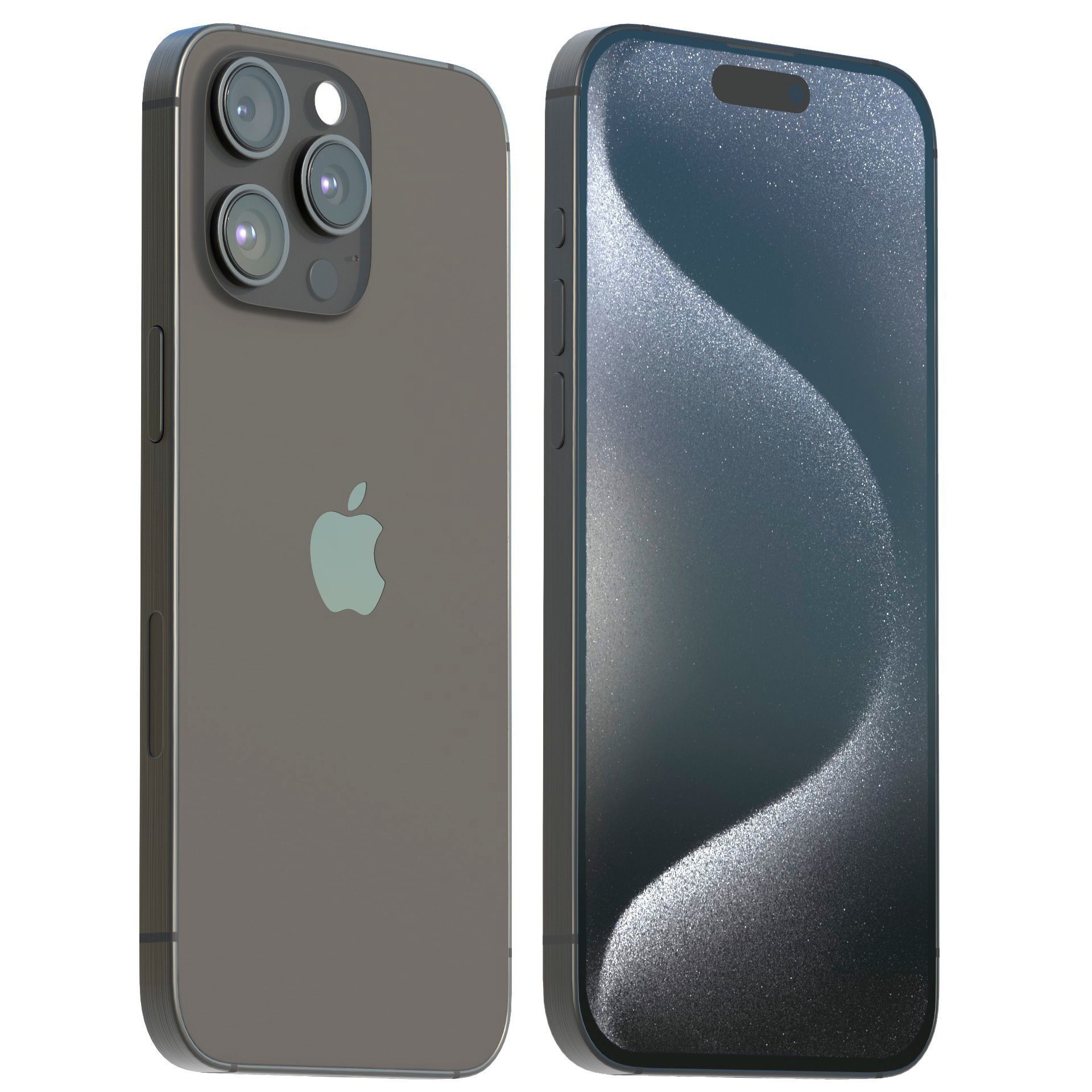 Apple iPhone 15 Pro Black Titanium Low-poly 3D model_3