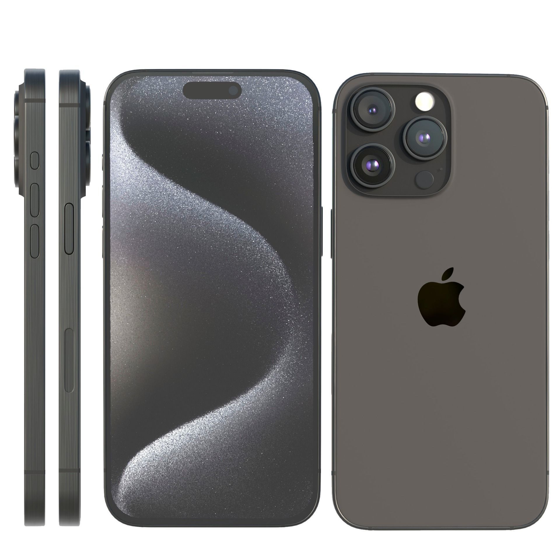Apple iPhone 15 Pro Black Titanium Low-poly 3D model_2