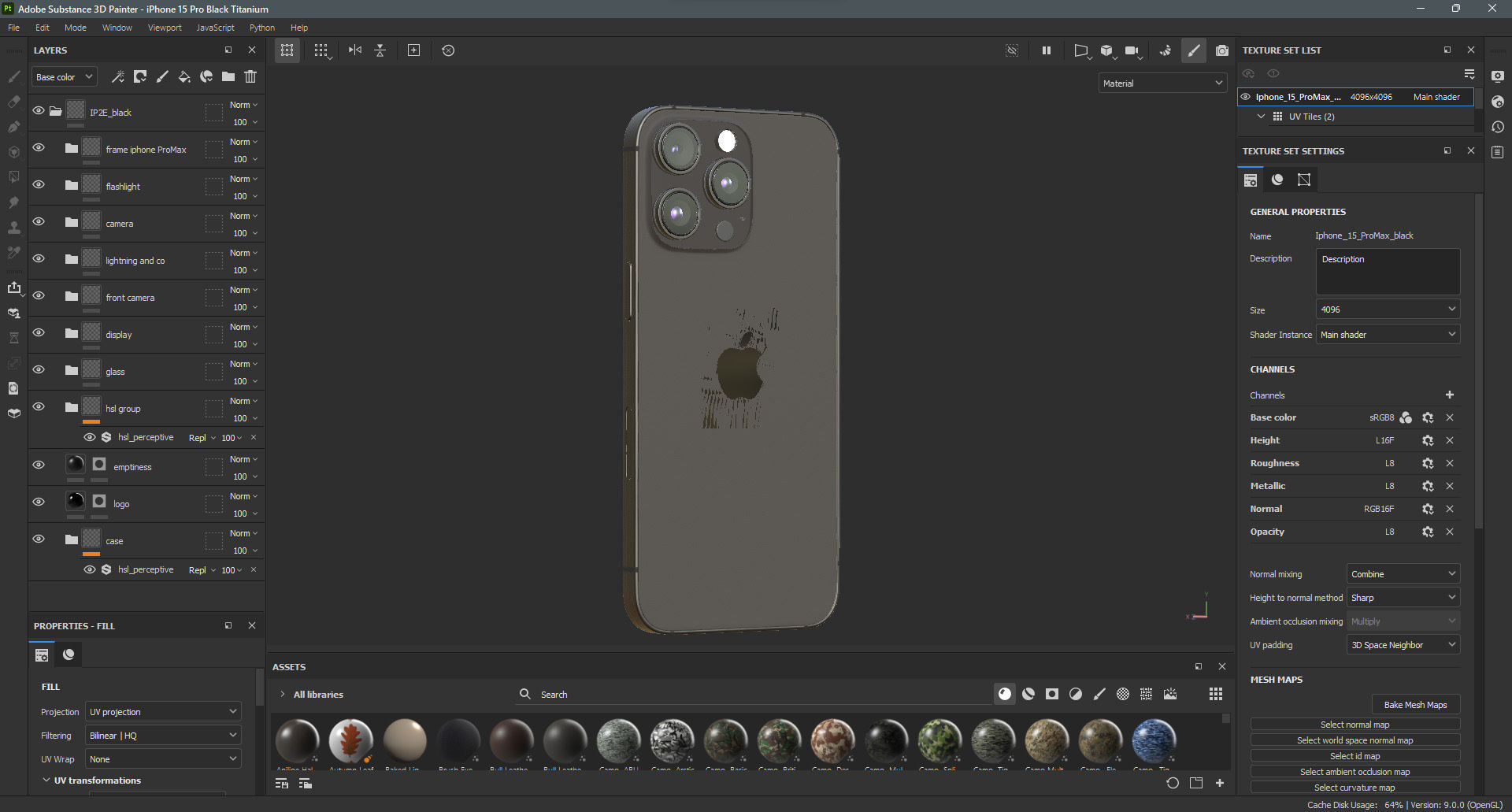 Apple iPhone 15 Pro Black Titanium Low-poly 3D model_21