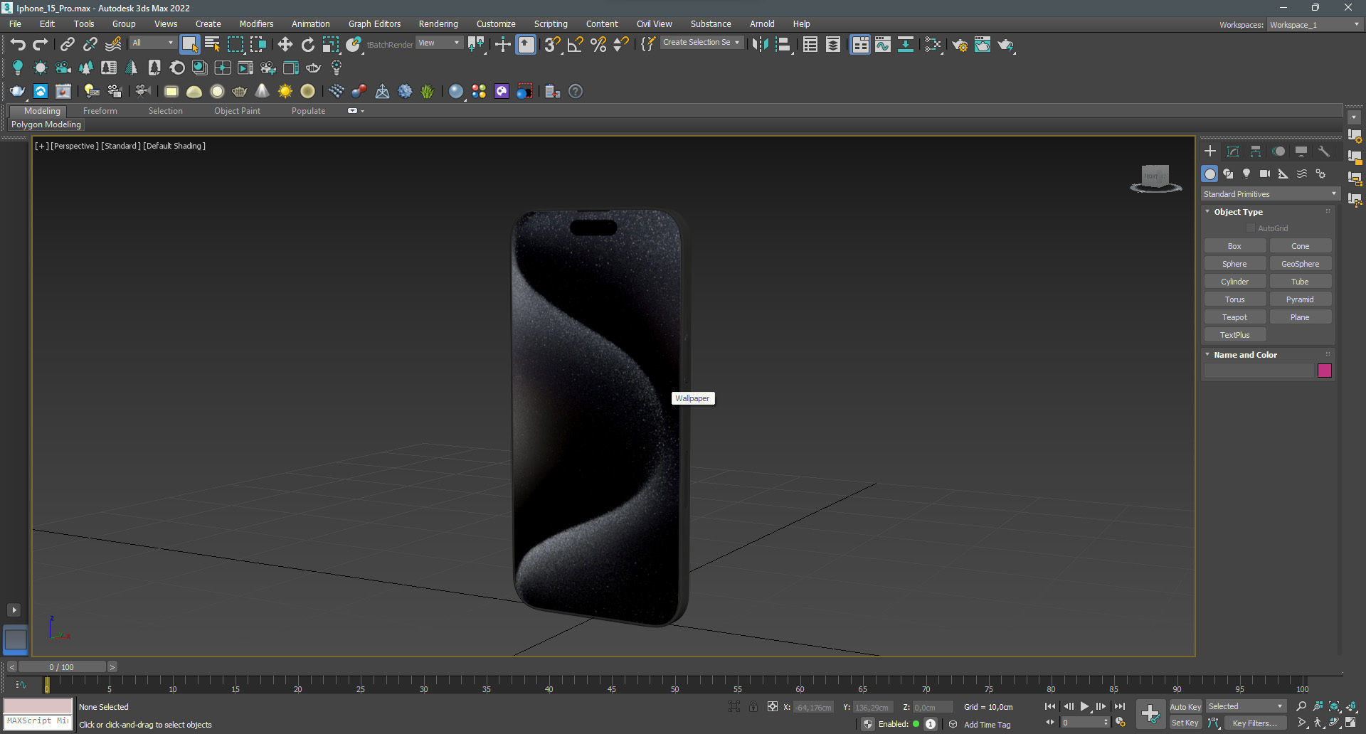Apple iPhone 15 Pro Black Titanium Low-poly 3D model_20