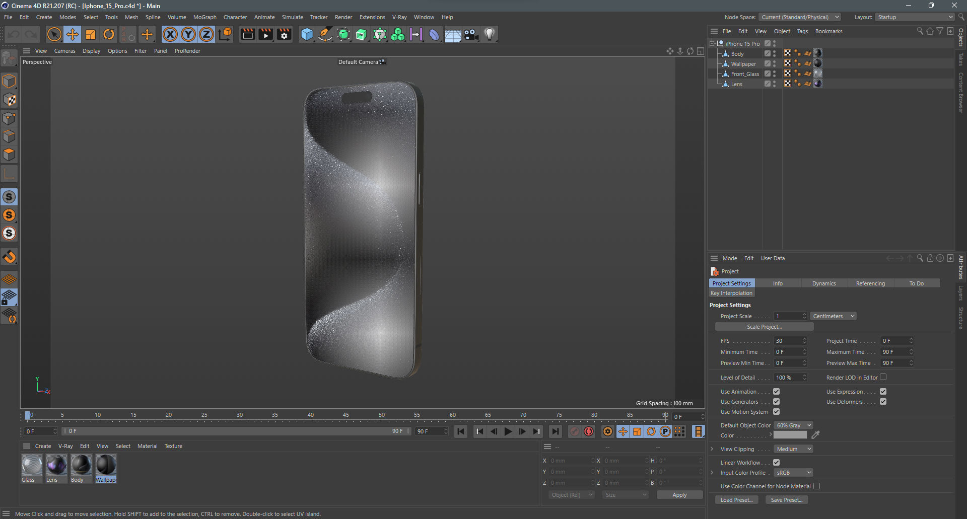 Apple iPhone 15 Pro Black Titanium Low-poly 3D model_19