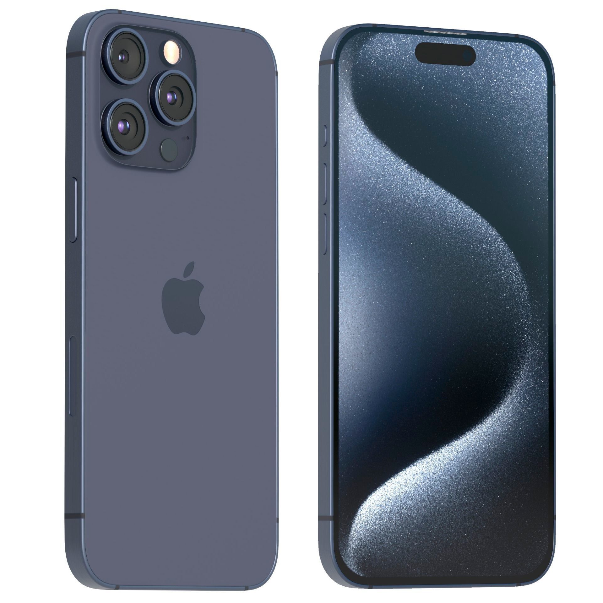 Apple iPhone 15 Pro Blue Titanium Low-poly 3D model_3