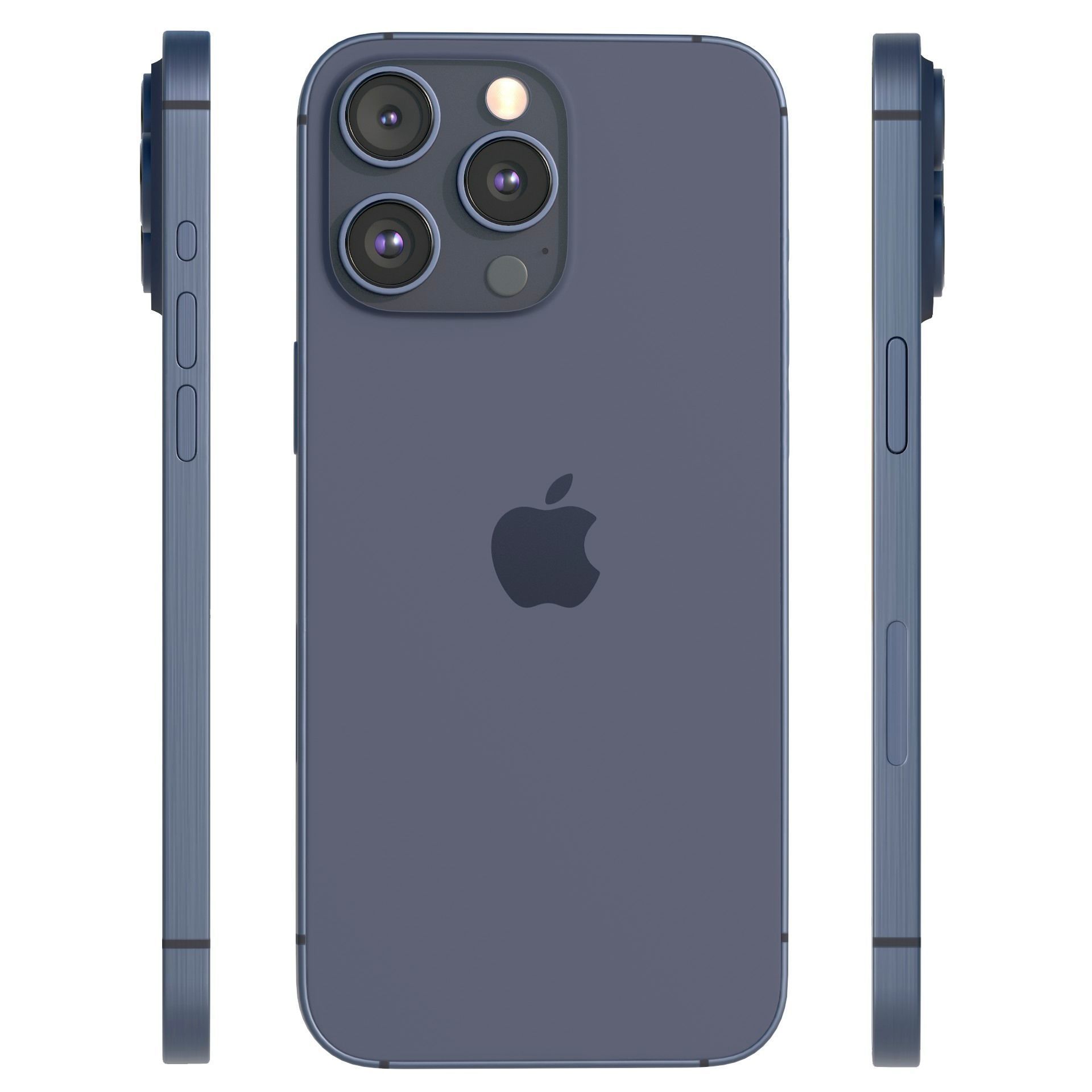 Apple iPhone 15 Pro Blue Titanium Low-poly 3D model_4