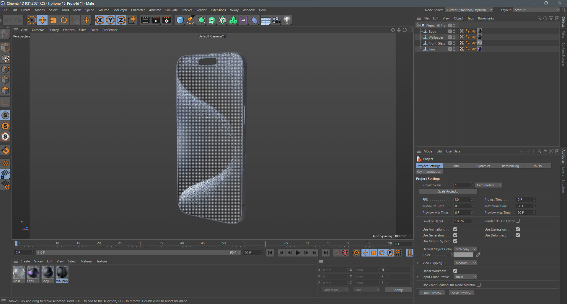 Apple iPhone 15 Pro Blue Titanium Low-poly 3D model_16