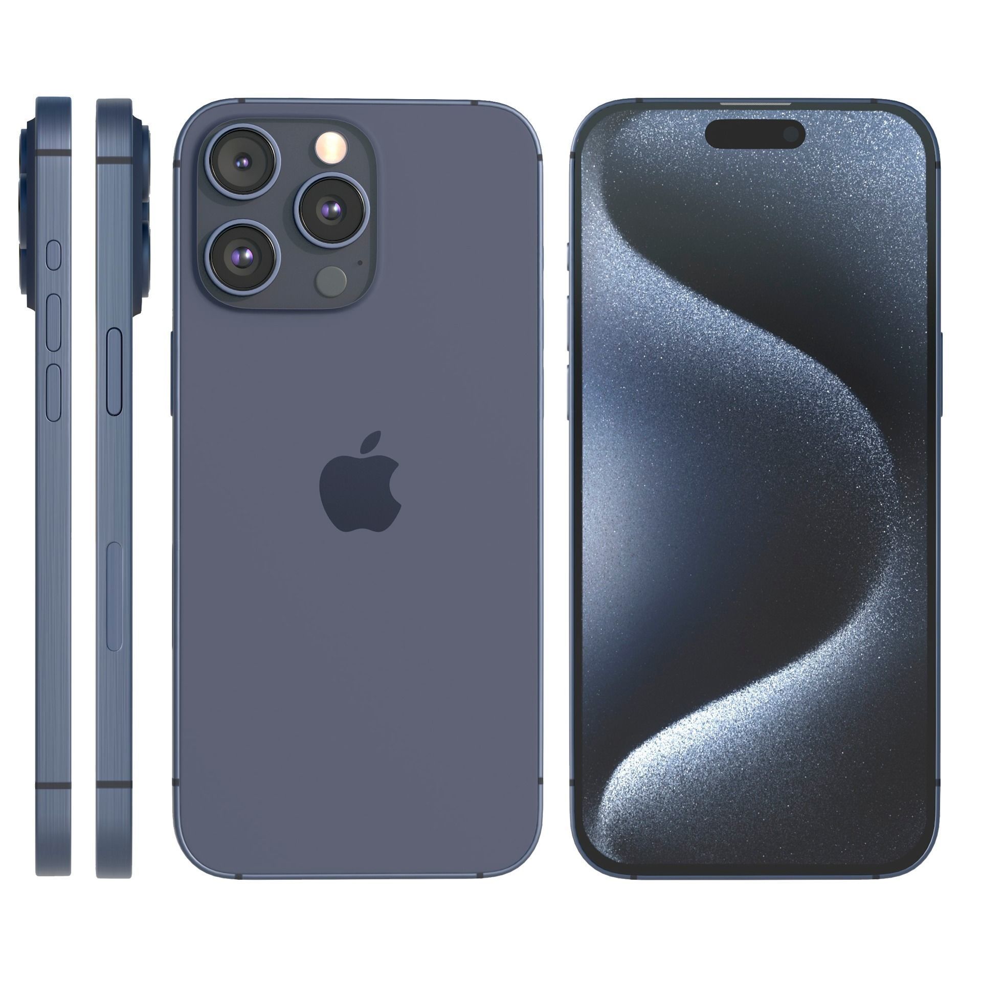 Apple iPhone 15 Pro Blue Titanium Low-poly 3D model_2