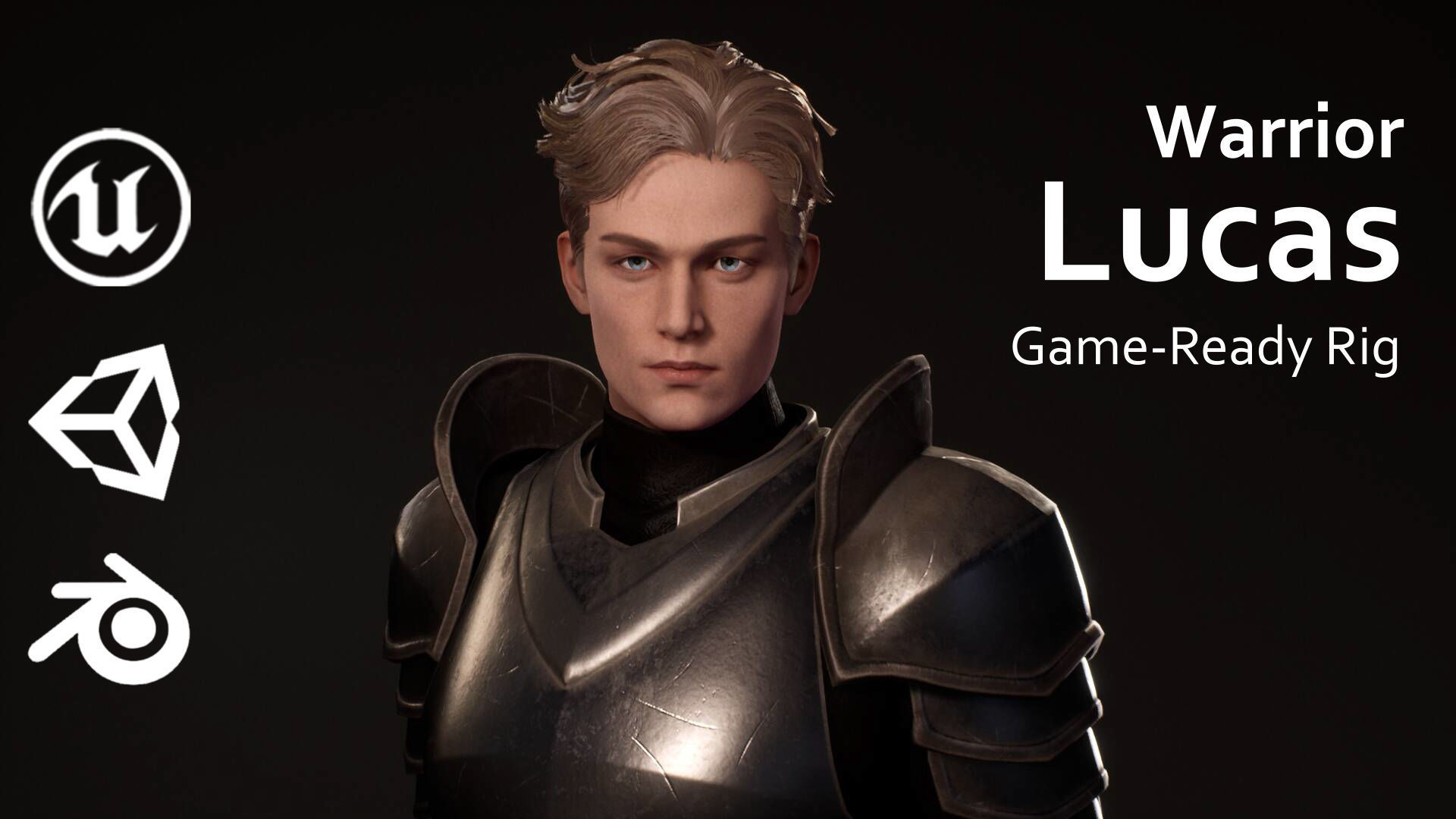 Warrior Lucas - M1 Animated Rigged Game Character Low-poly 3D model_26
