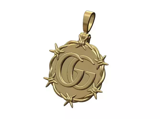 GG logo barbwire thornes pendant with bail 3D print model