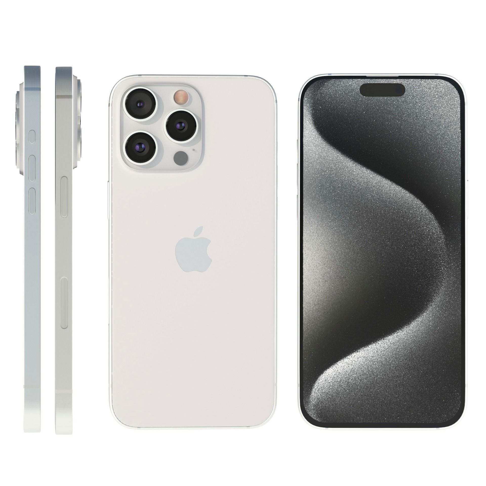 Apple iPhone 15 Pro White Titanium Low-poly 3D model_2