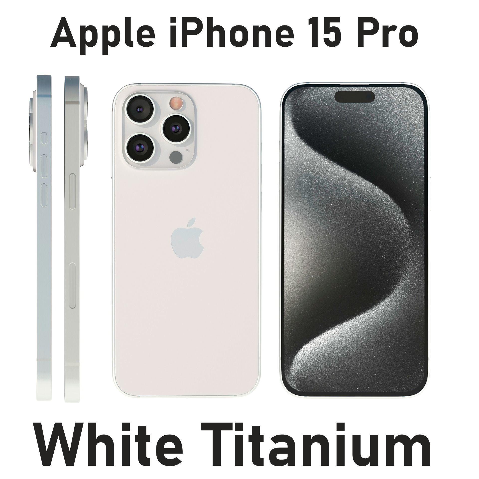Apple iPhone 15 Pro White Titanium Low-poly 3D model_1