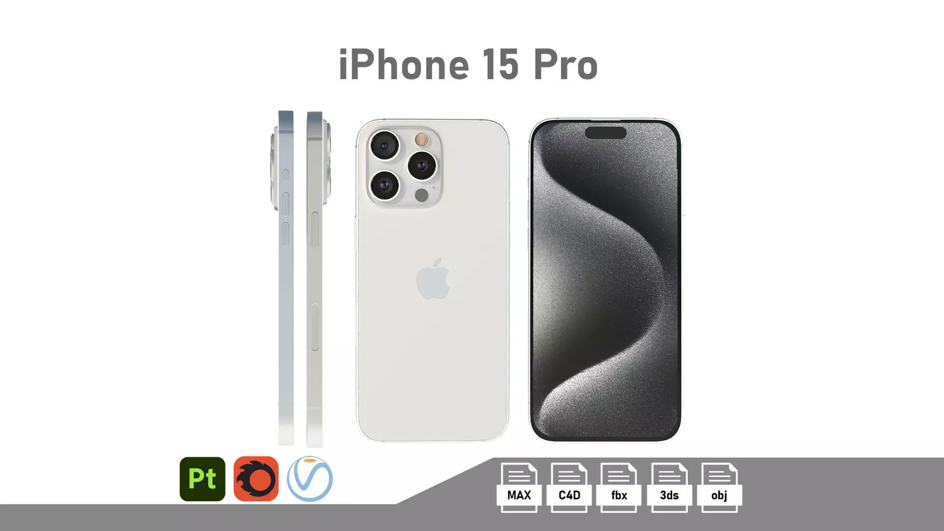 Apple iPhone 15 Pro White Titanium Low-poly 3D model_0
