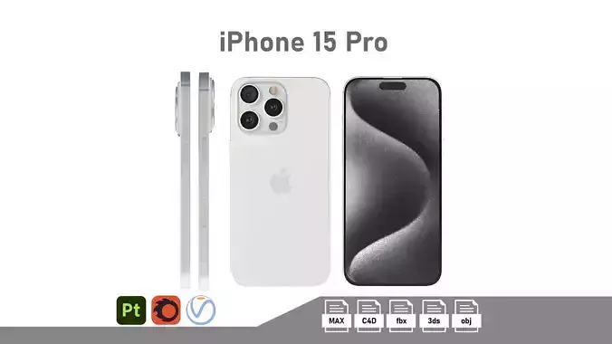 Apple iPhone 15 Pro White Titanium Low-poly 3D model