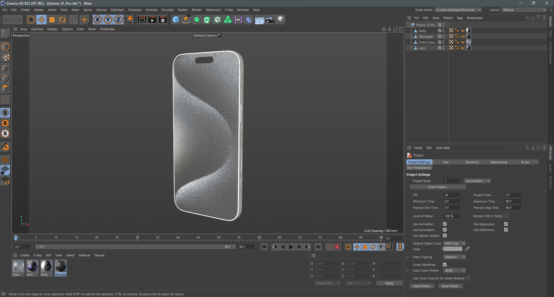 Apple iPhone 15 Pro White Titanium Low-poly 3D model_16