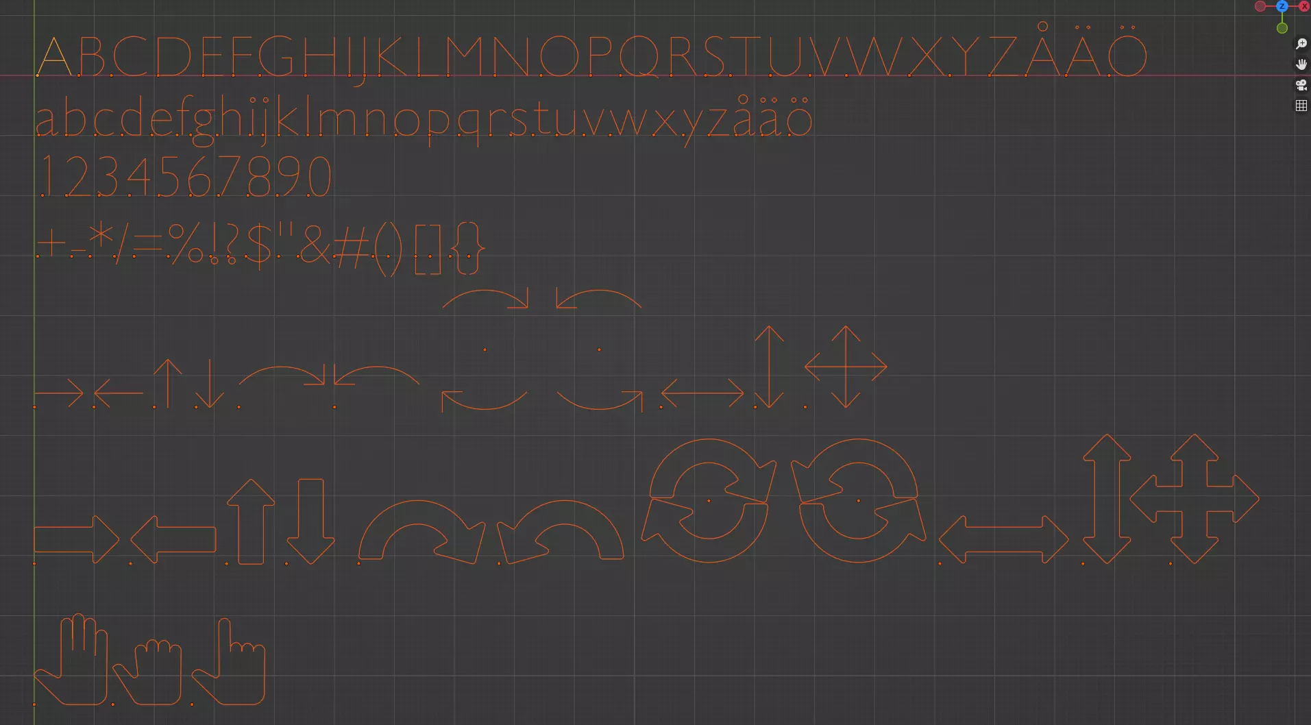 Custom rig controllers and Curve alphabet Free 3D model_0