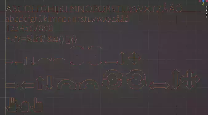 Custom rig controllers and Curve alphabet Free 3D model