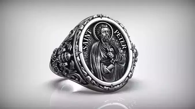 Saint Peter Apostle Keys of Heaven Shield Christian Signet 3D print model