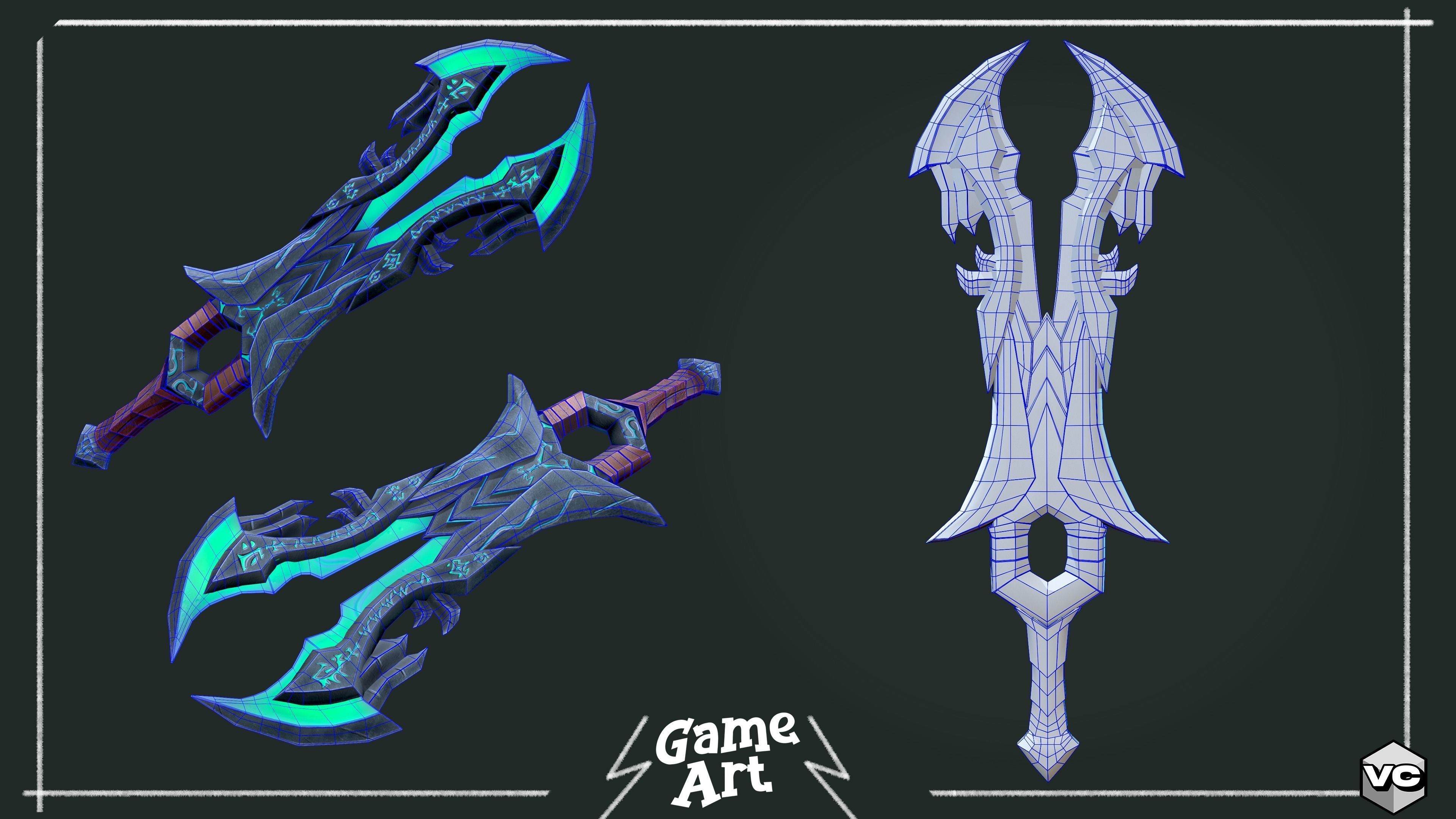WEAPON BUNDLE - 5 Weapons Game Ready -  Low-poly 3D model_14