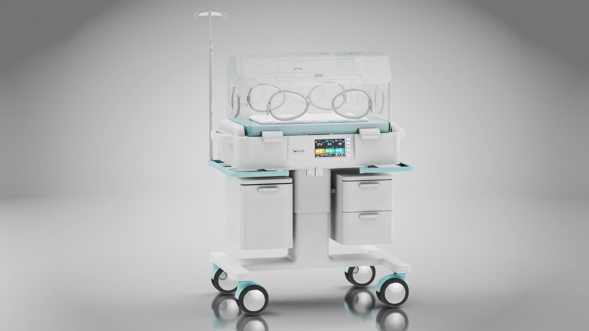 Baby Incubator Low-poly 3D model_13