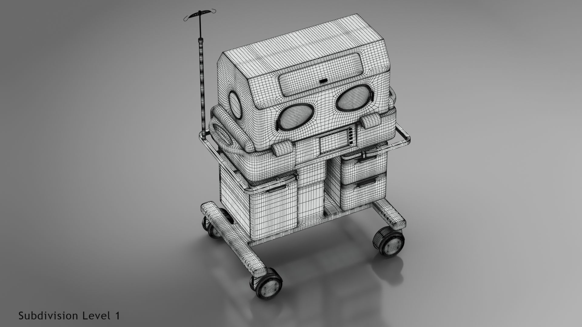 Baby Incubator Low-poly 3D model_45