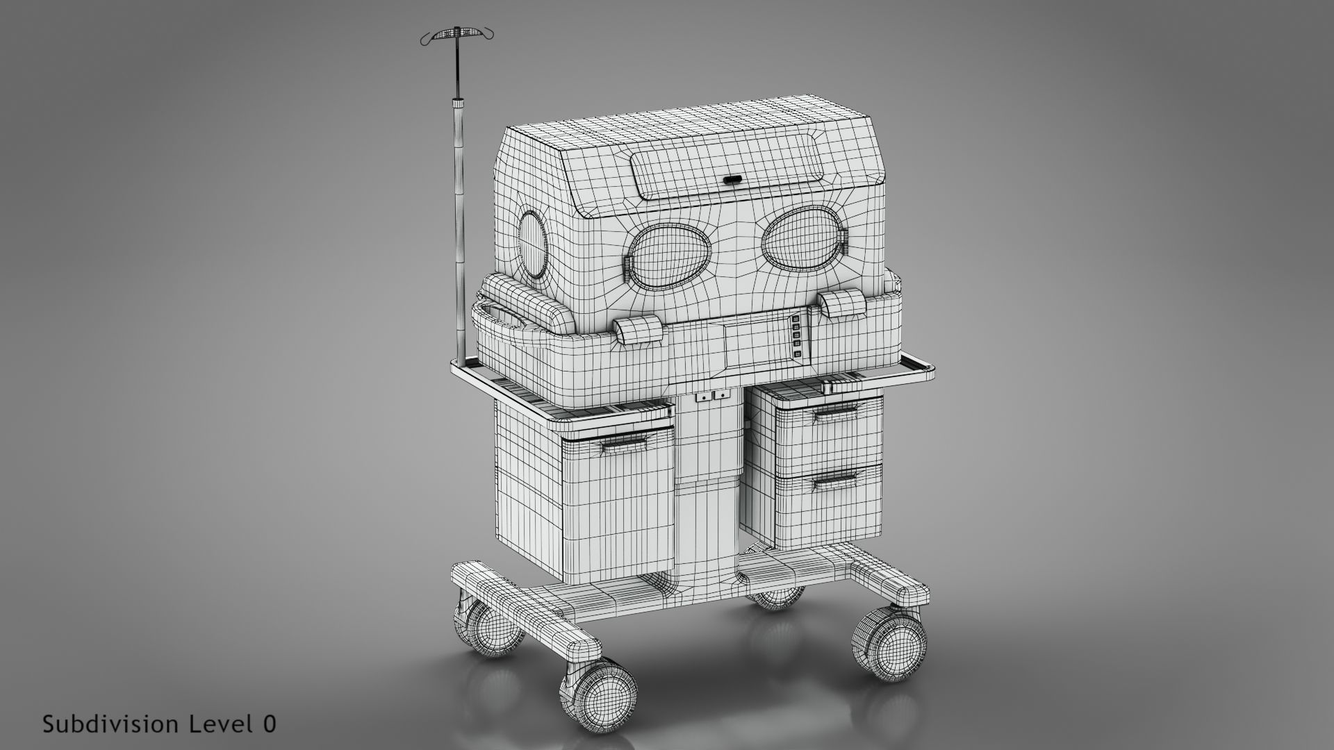 Baby Incubator Low-poly 3D model_24