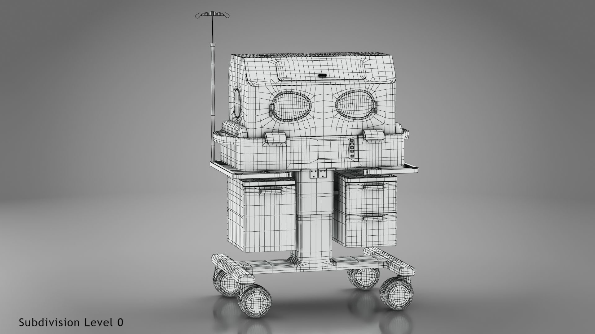 Baby Incubator Low-poly 3D model_29