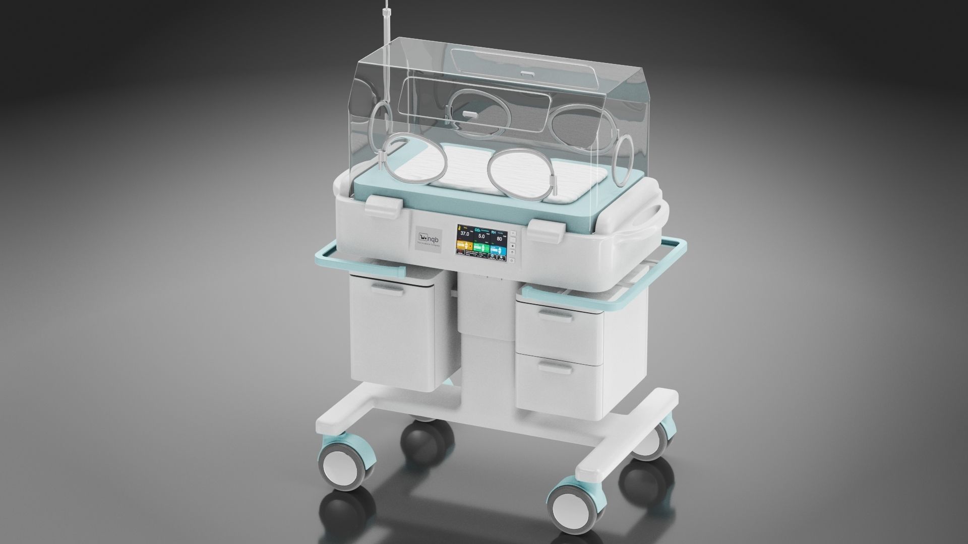 Baby Incubator Low-poly 3D model_15