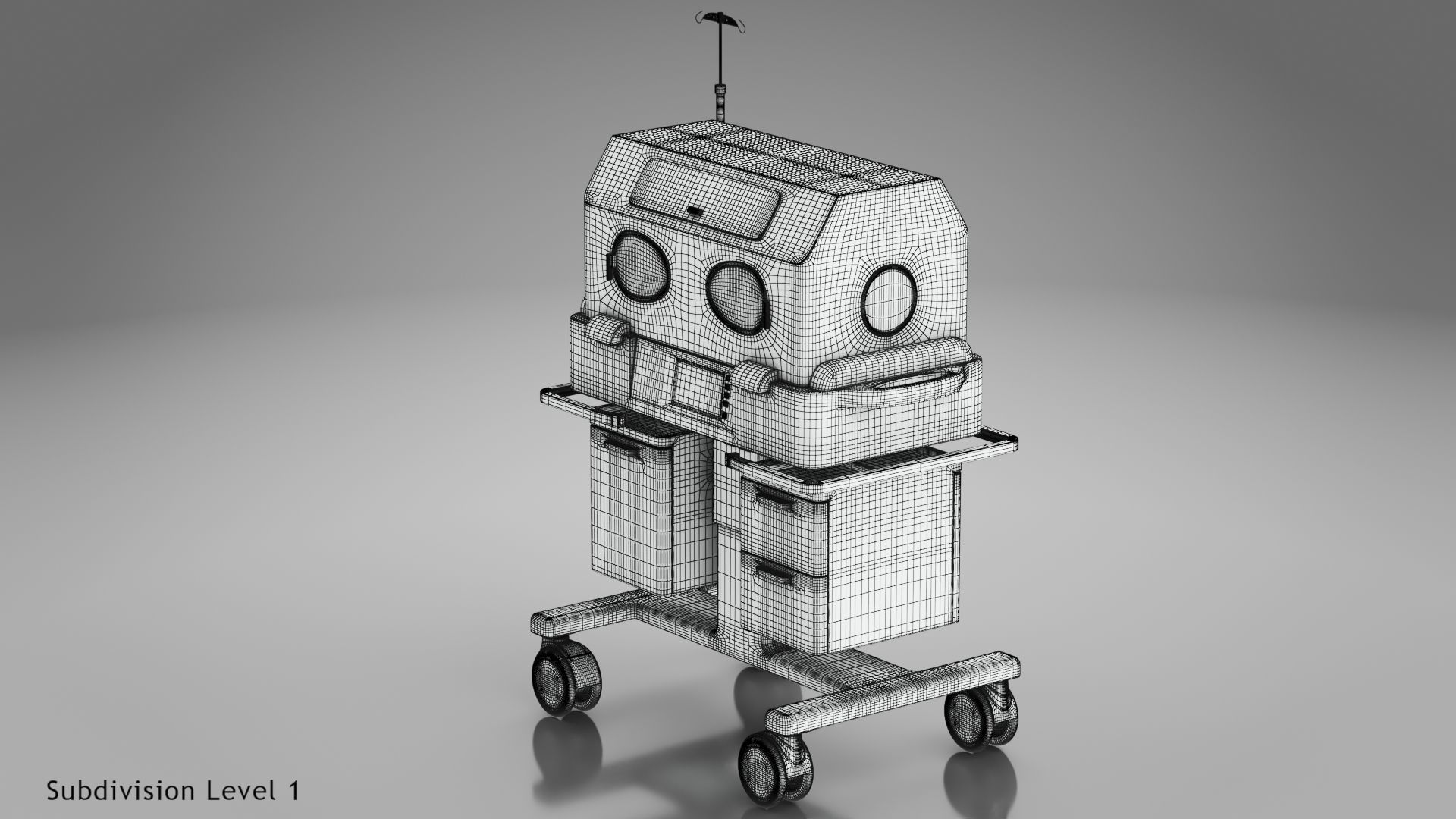 Baby Incubator Low-poly 3D model_41