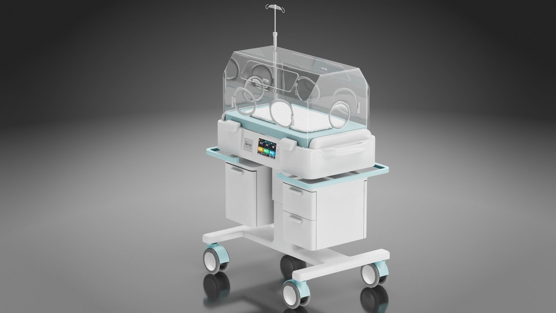 Baby Incubator Low-poly 3D model_3
