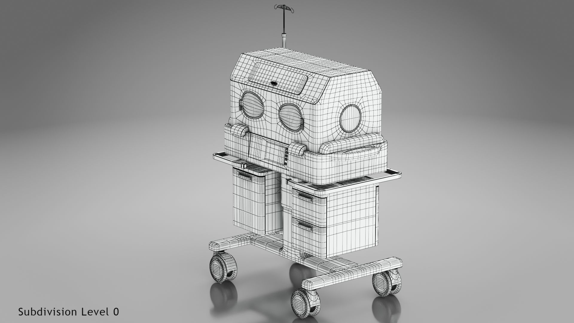 Baby Incubator Low-poly 3D model_40