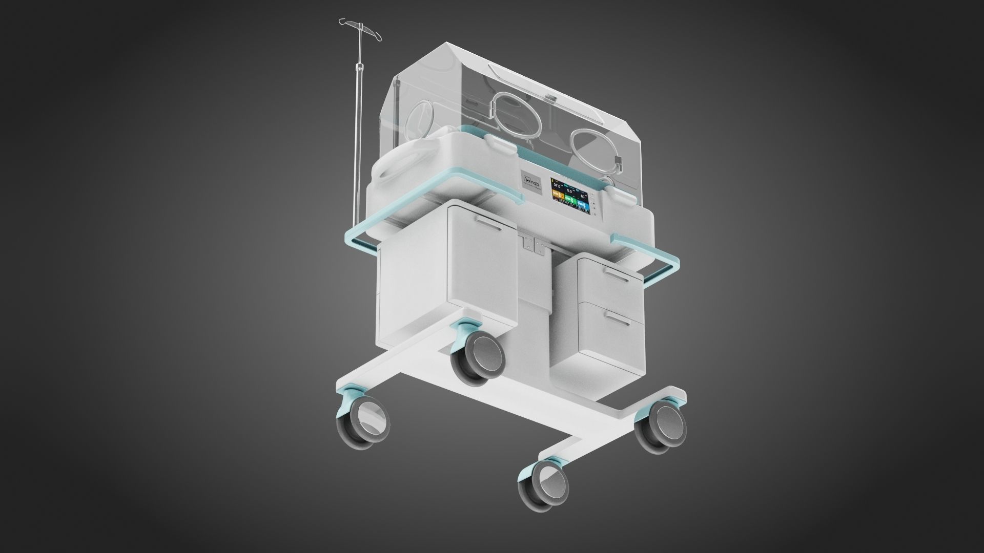 Baby Incubator Low-poly 3D model_11