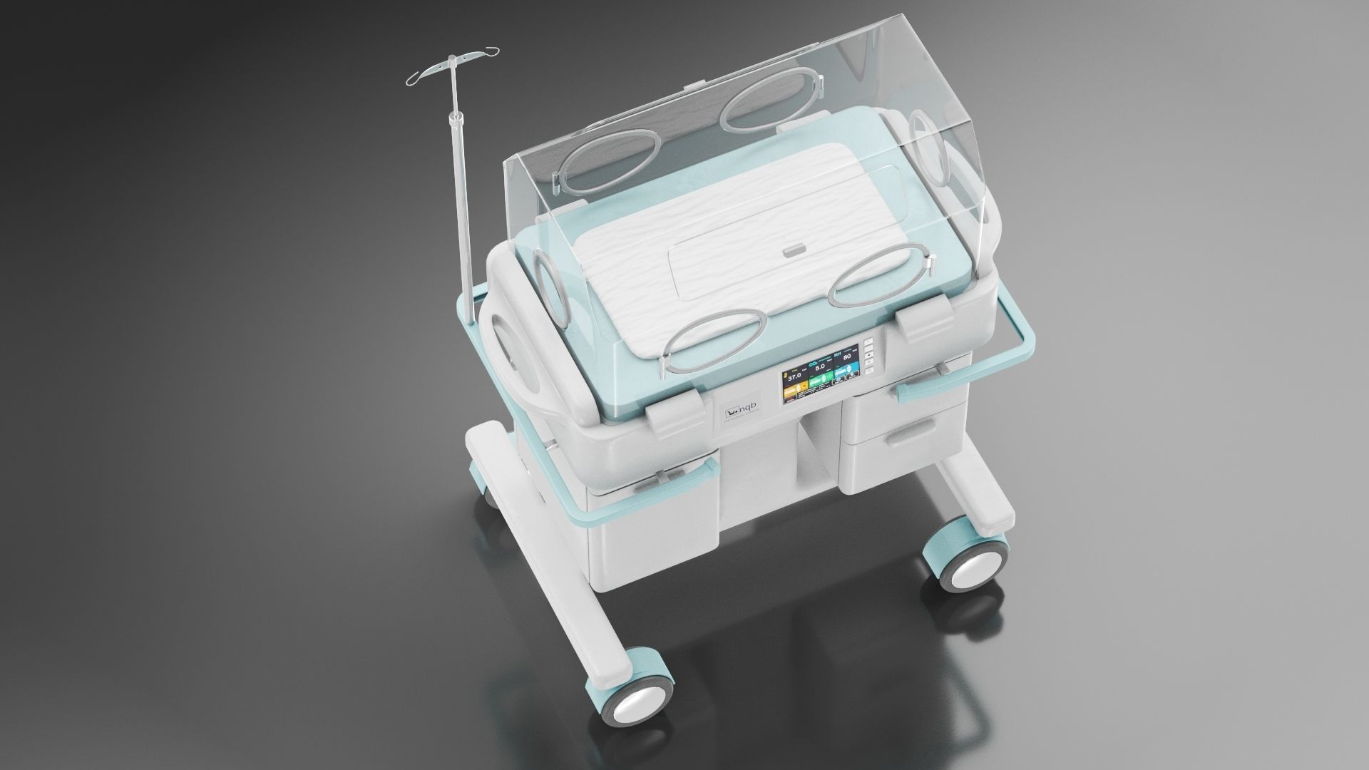 Baby Incubator Low-poly 3D model_8