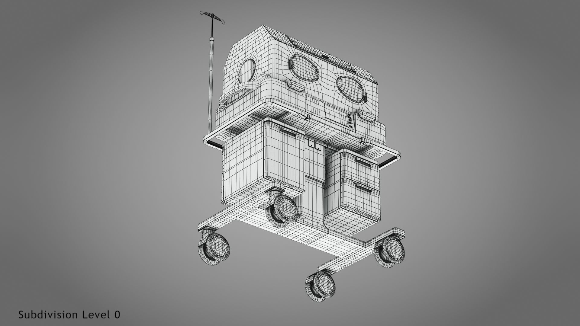 Baby Incubator Low-poly 3D model_32