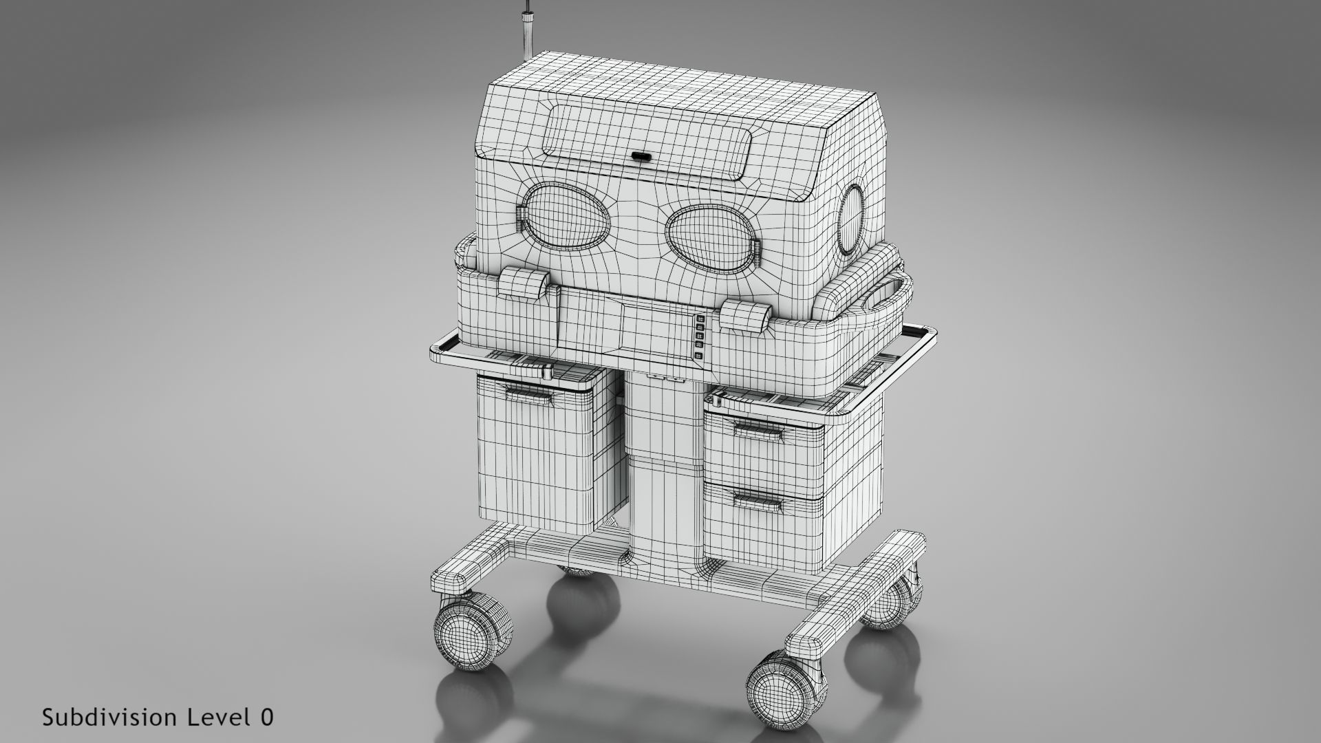 Baby Incubator Low-poly 3D model_30