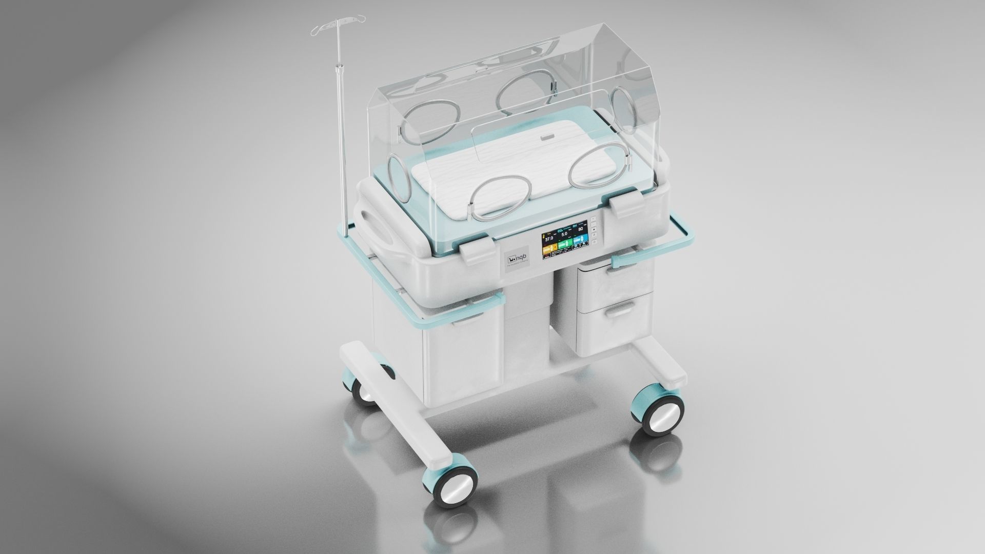 Baby Incubator Low-poly 3D model_7