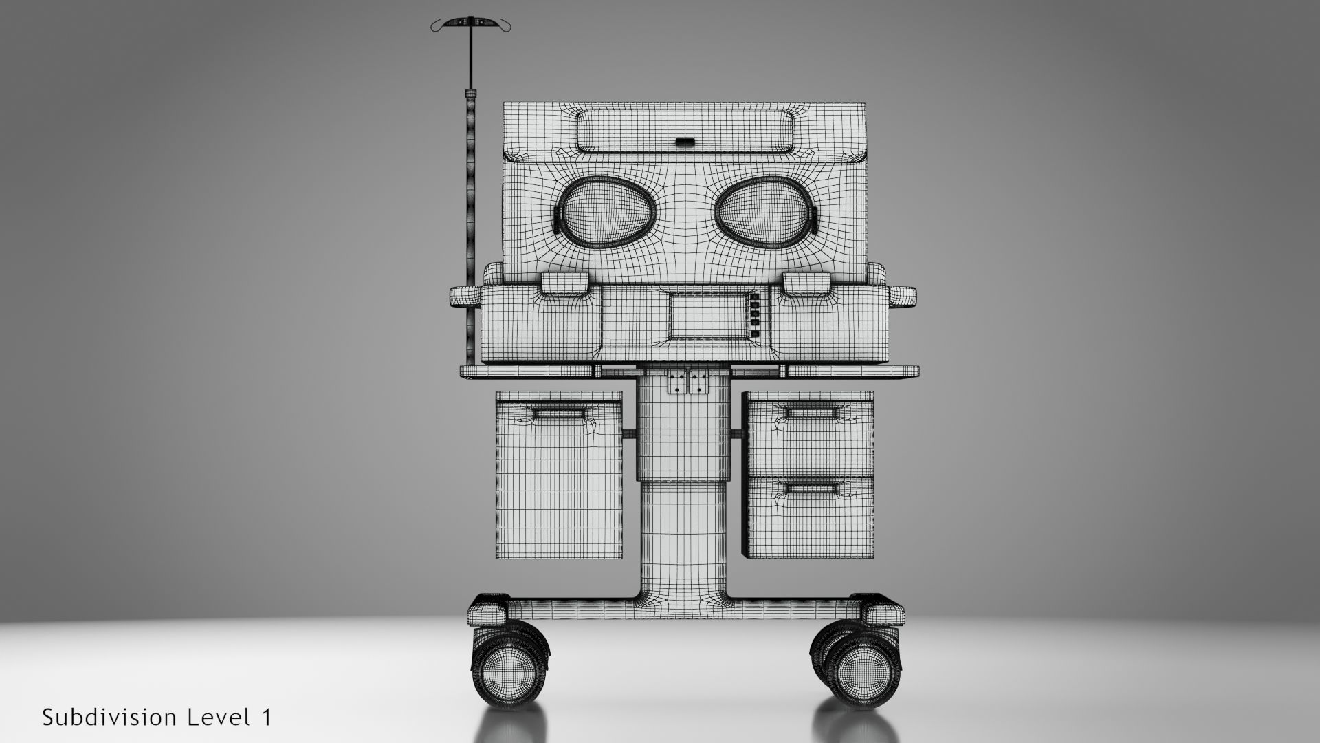 Baby Incubator Low-poly 3D model_35