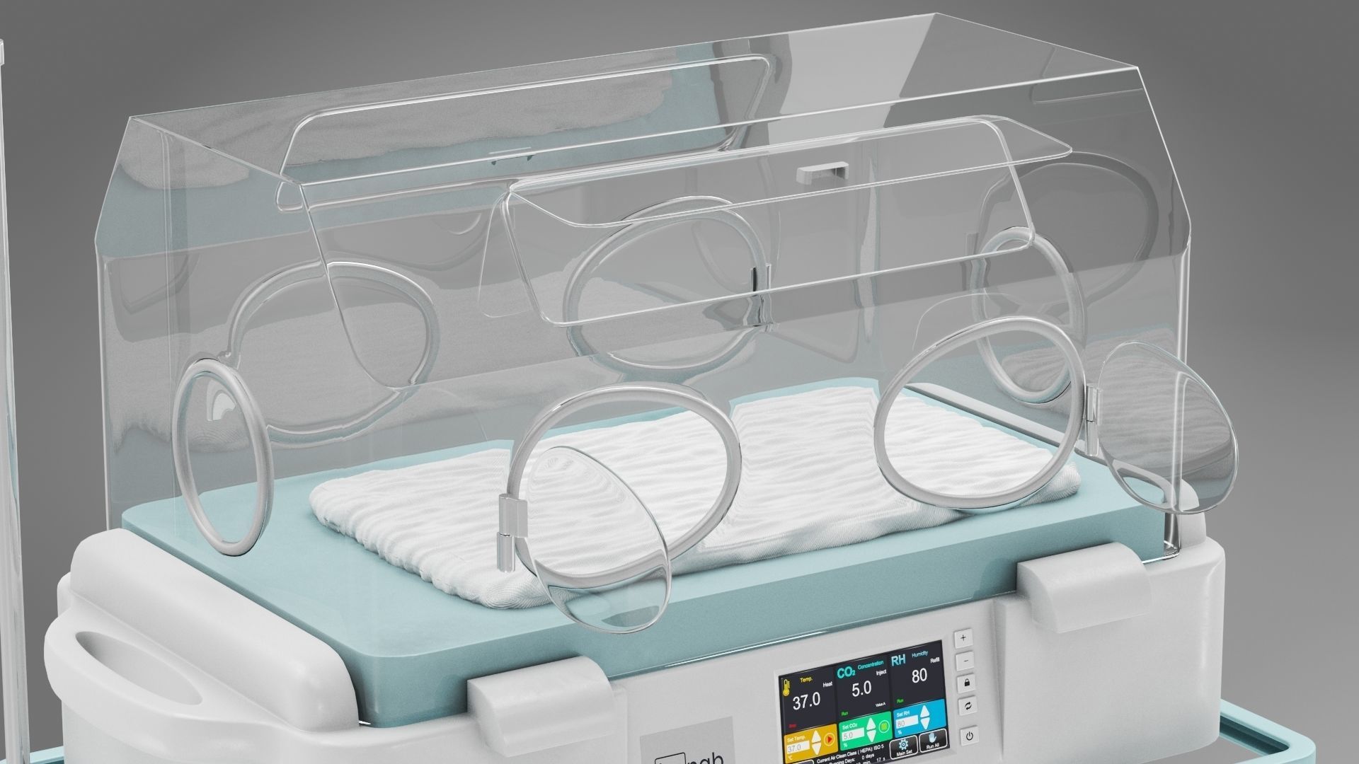 Baby Incubator Low-poly 3D model_9