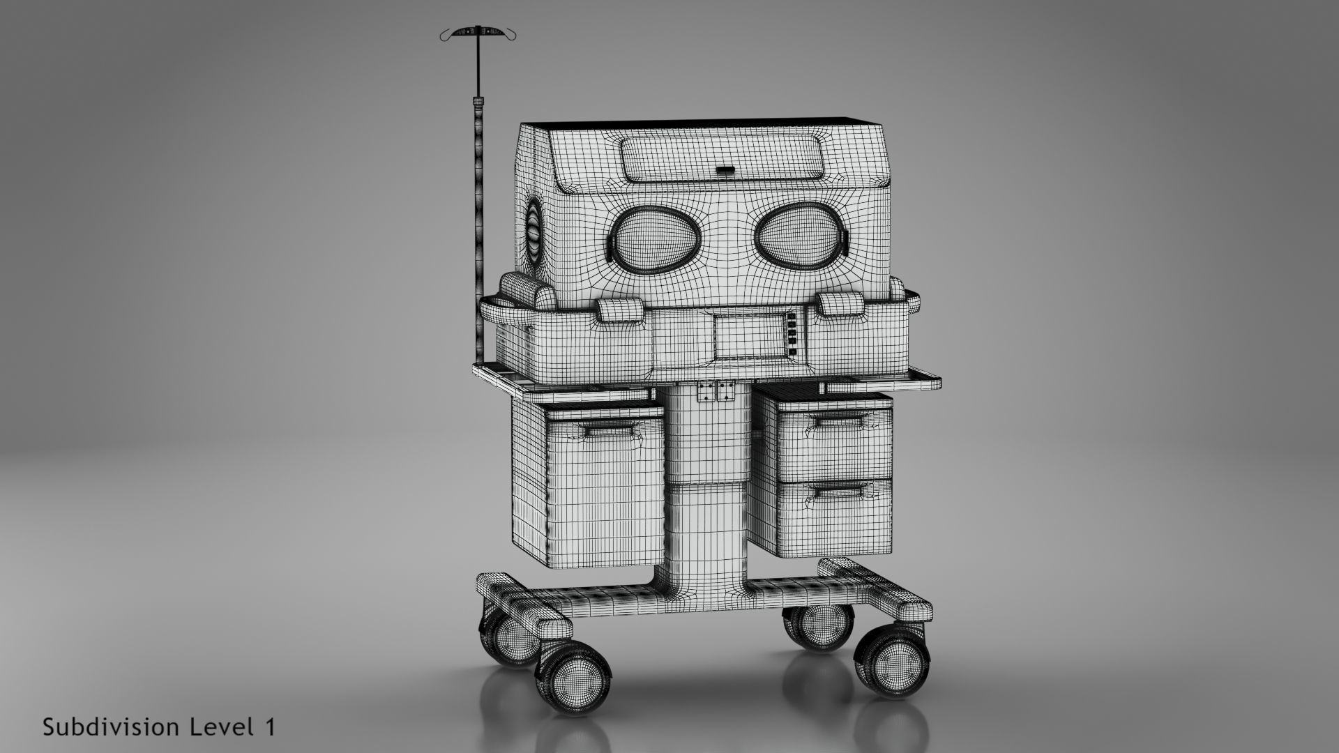 Baby Incubator Low-poly 3D model_39