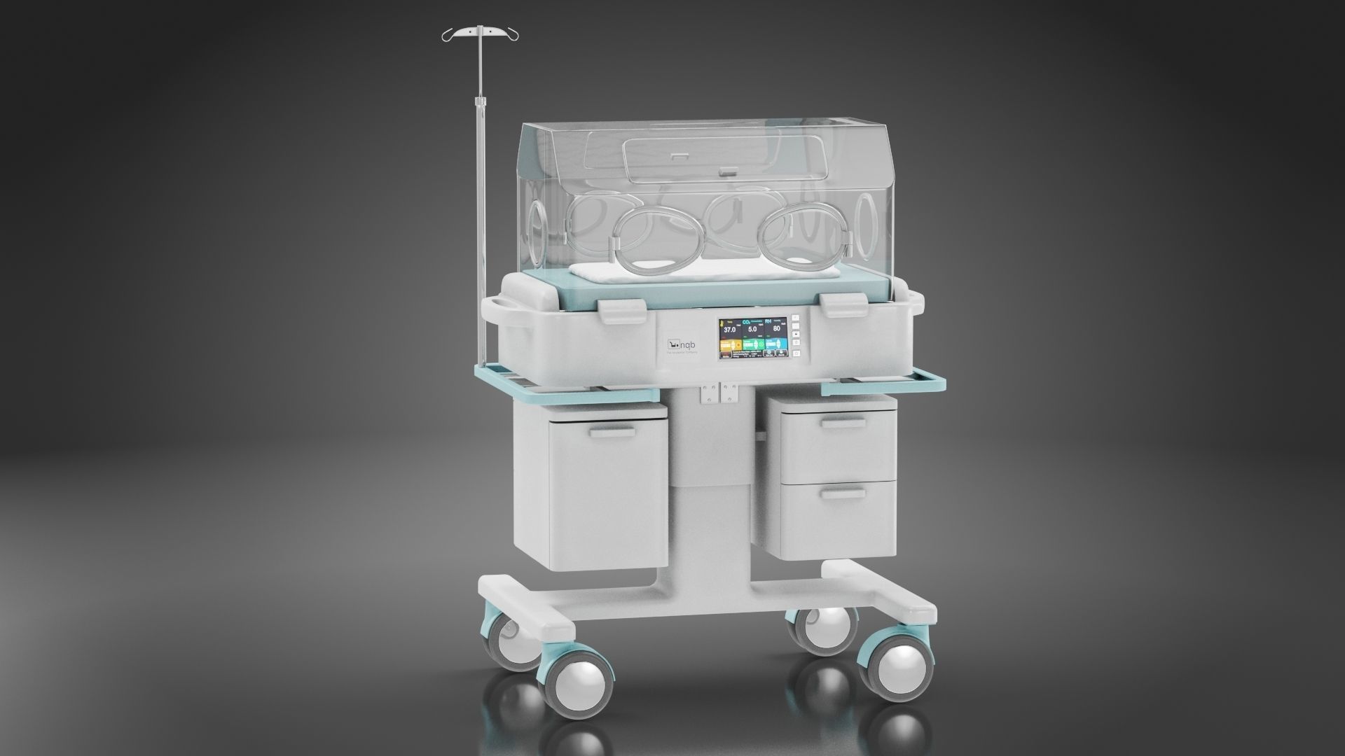 Baby Incubator Low-poly 3D model_4