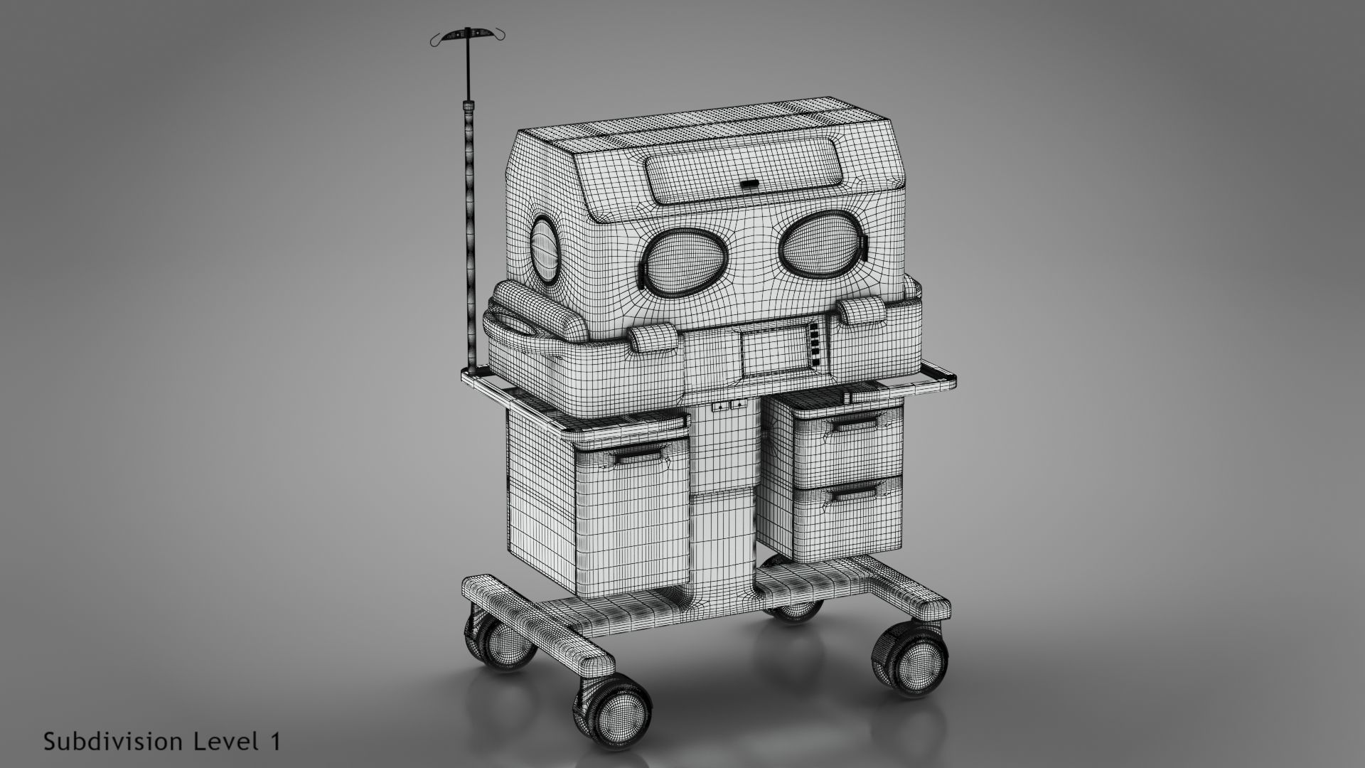 Baby Incubator Low-poly 3D model_38