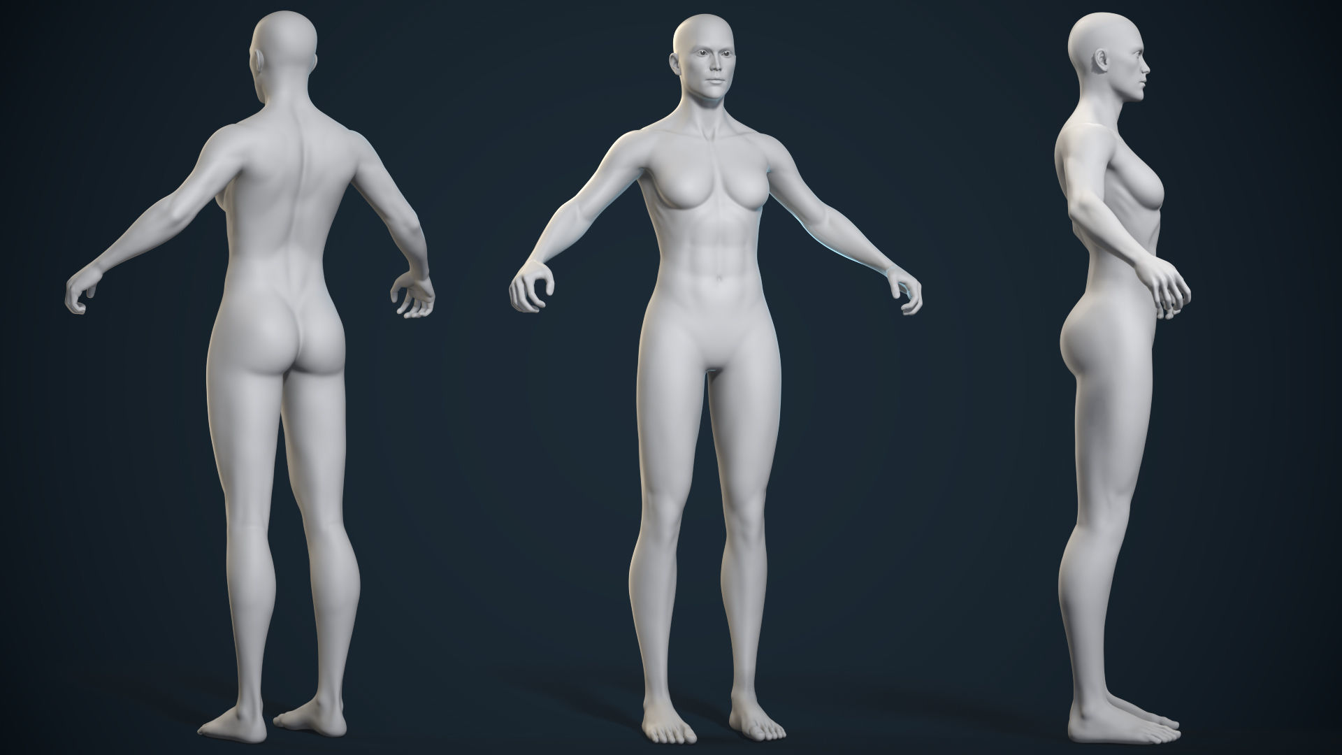 Male And Female Basemesh - Game Ready Low-poly 3D model_11
