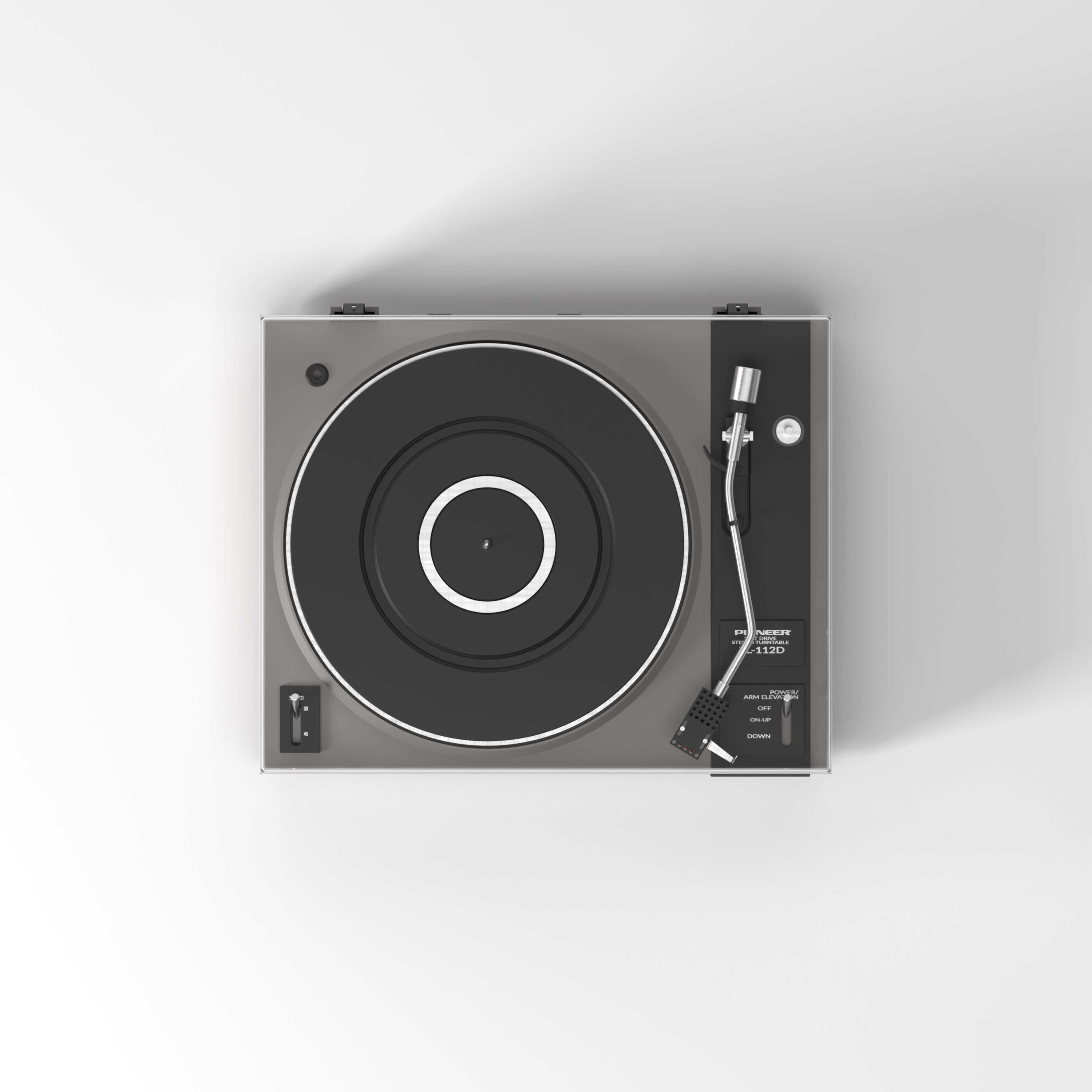 Gramophone Pioneer PL-112D belt drive stereo turntable 3D model_1