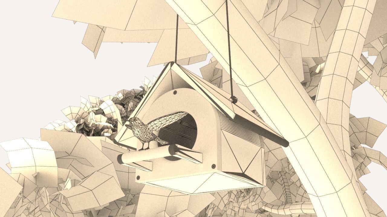 Bird House in Forest 3D model_9