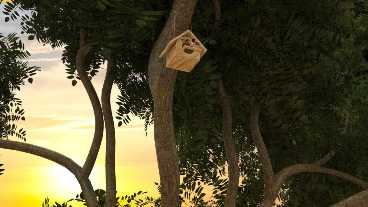 Bird House in Forest 3D model_6
