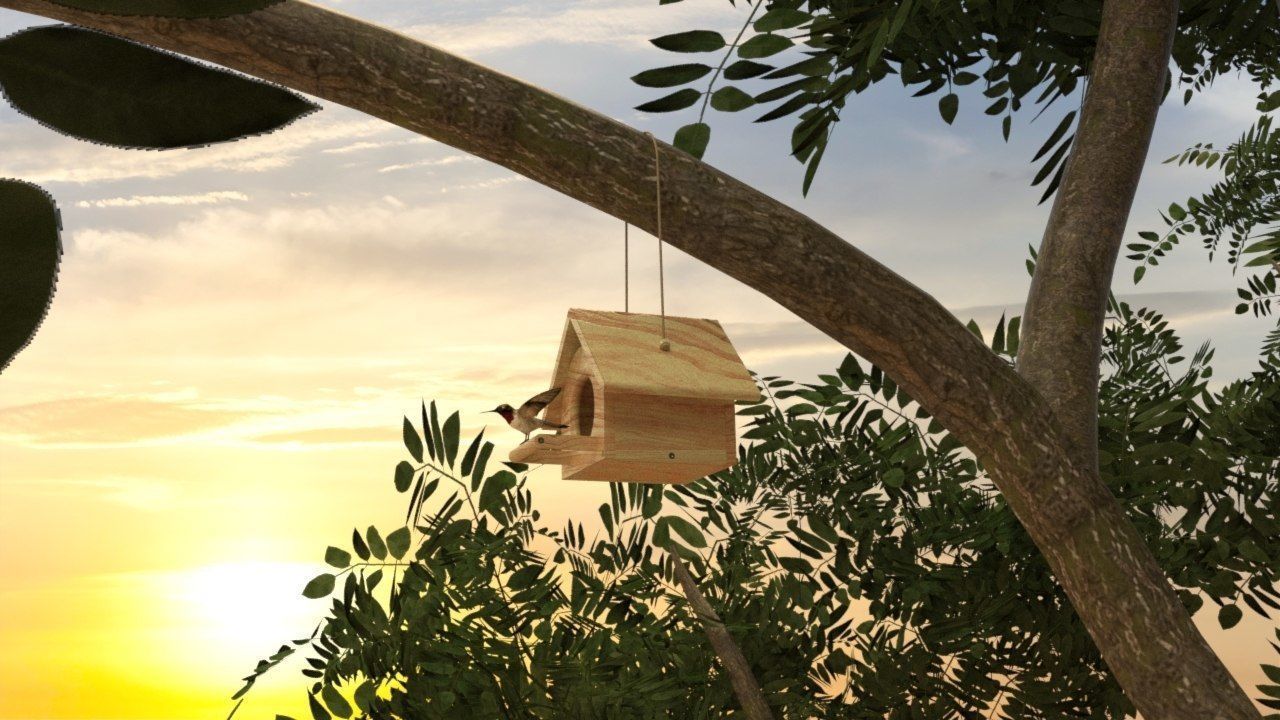 Bird House in Forest 3D model_2