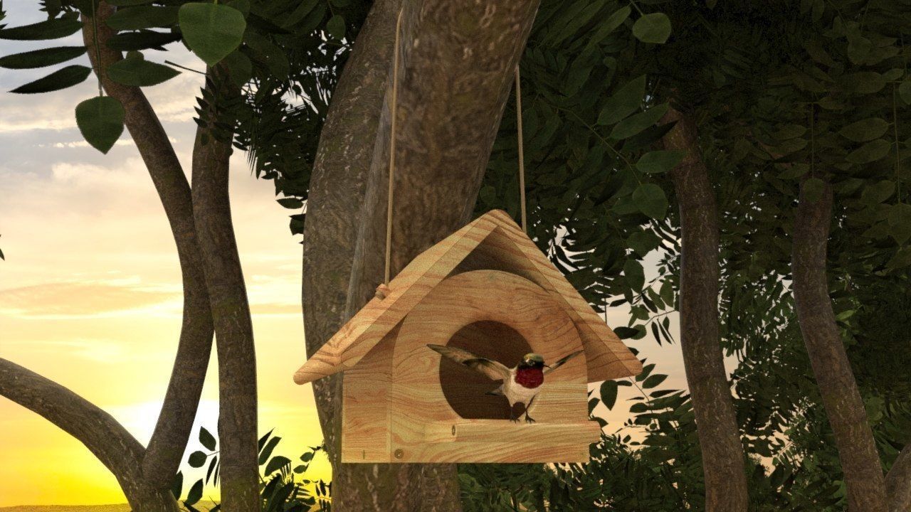 Bird House in Forest 3D model_5